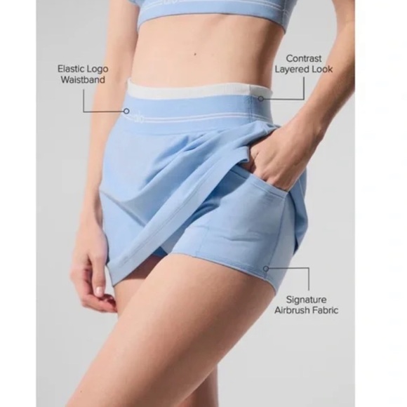 ALO Yoga Seashell Blue Airbrush Better Together Tennis Skirt - Picture 2 of 11